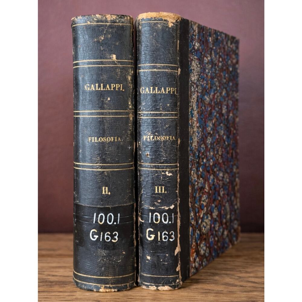 Antique‎ Gallappi Filosofia Vol II III Leather Bound Italian Philosophy Books